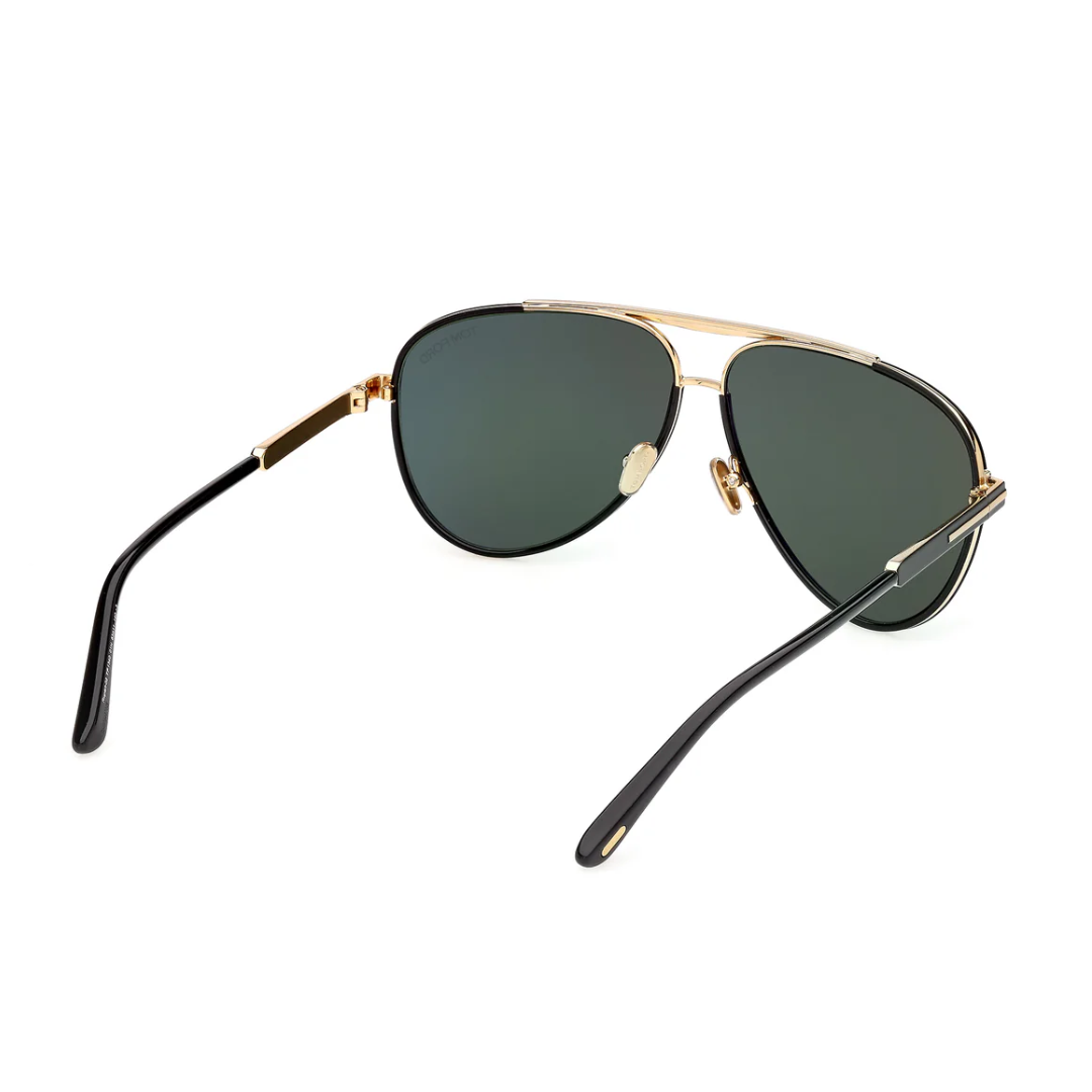 Tom Ford FT1340 01N RUPERT-02 Square Sunglasses Black Frame Green Lenses 4