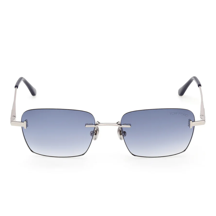 Tom Ford FT1354 16W JAKE-02 Square Navigator Sunglasses Silver Frame Blue Lenses