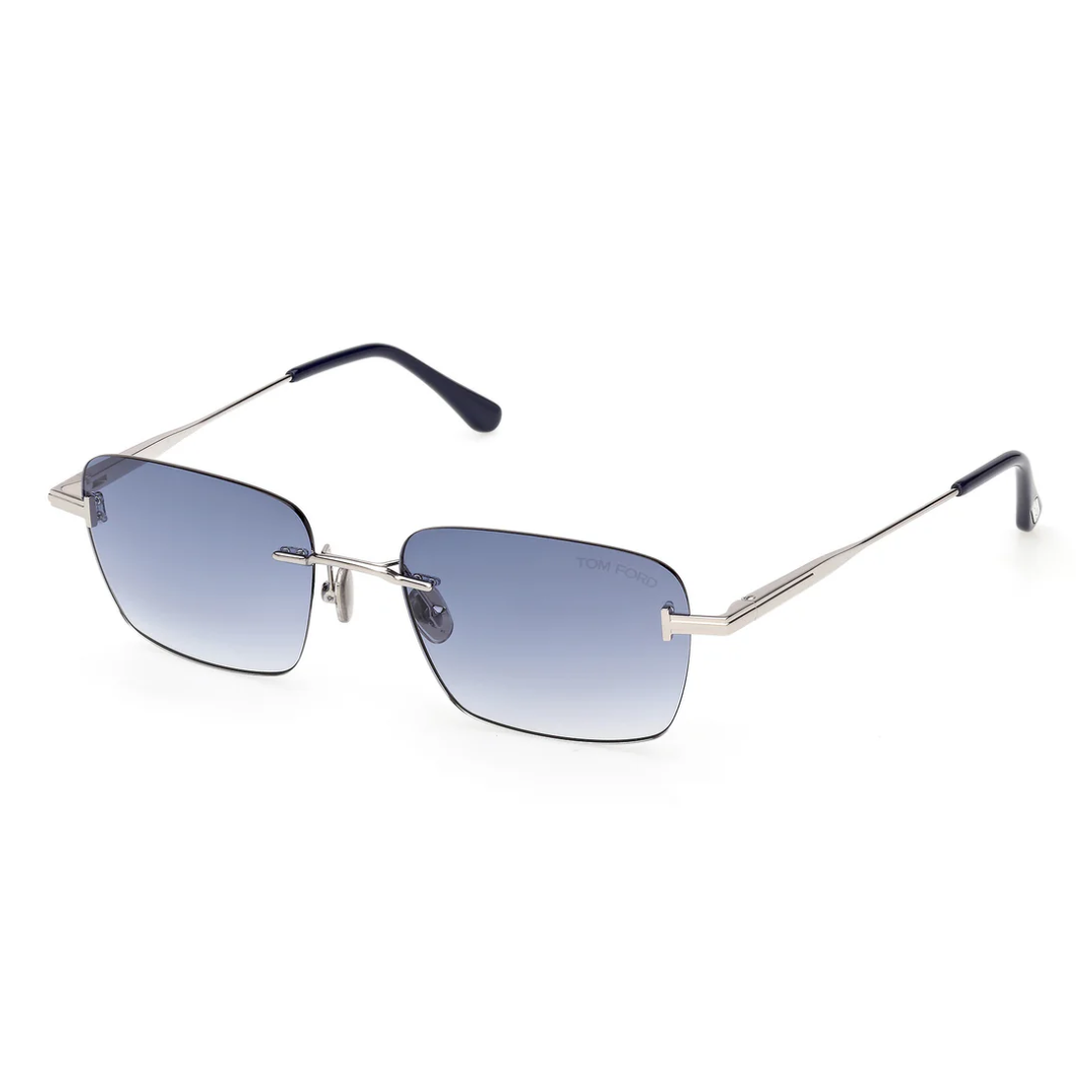 Tom Ford FT1354 16W JAKE-02 Square Navigator Sunglasses Silver Frame Blue Lenses 2