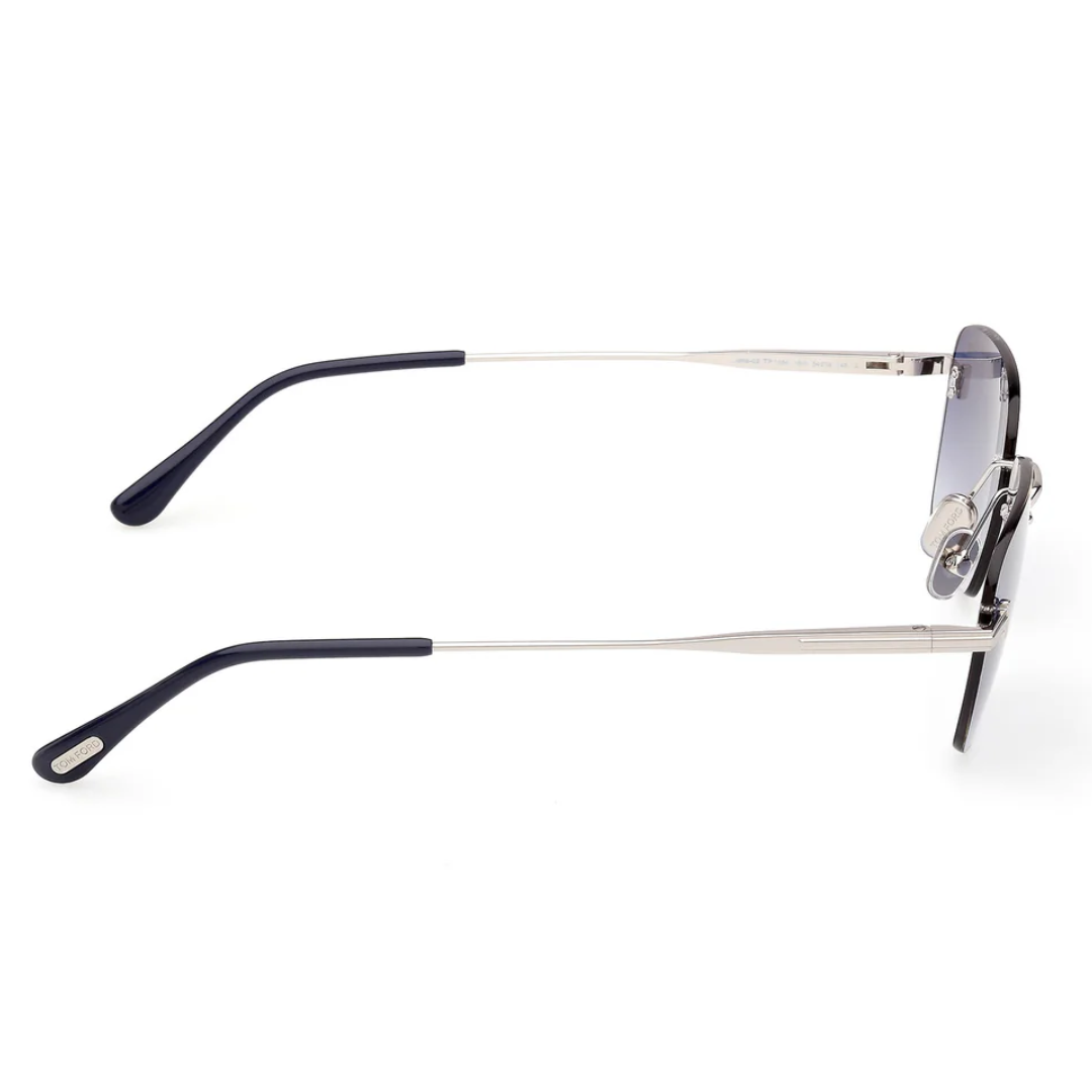 Tom Ford FT1354 16W JAKE-02 Square Navigator Sunglasses Silver Frame Blue Lenses 3