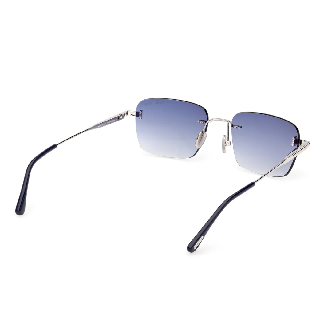 Tom Ford FT1354 16W JAKE-02 Square Navigator Sunglasses Silver Frame Blue Lenses 4