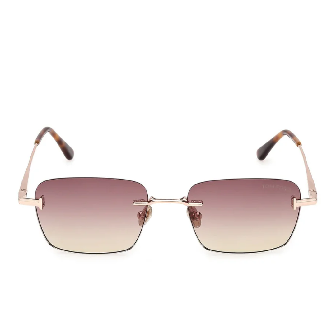 Tom Ford FT1354 28Z JAKE-02 Square Navigator Sunglasses Rose Gold Frame Light Blue Lenses