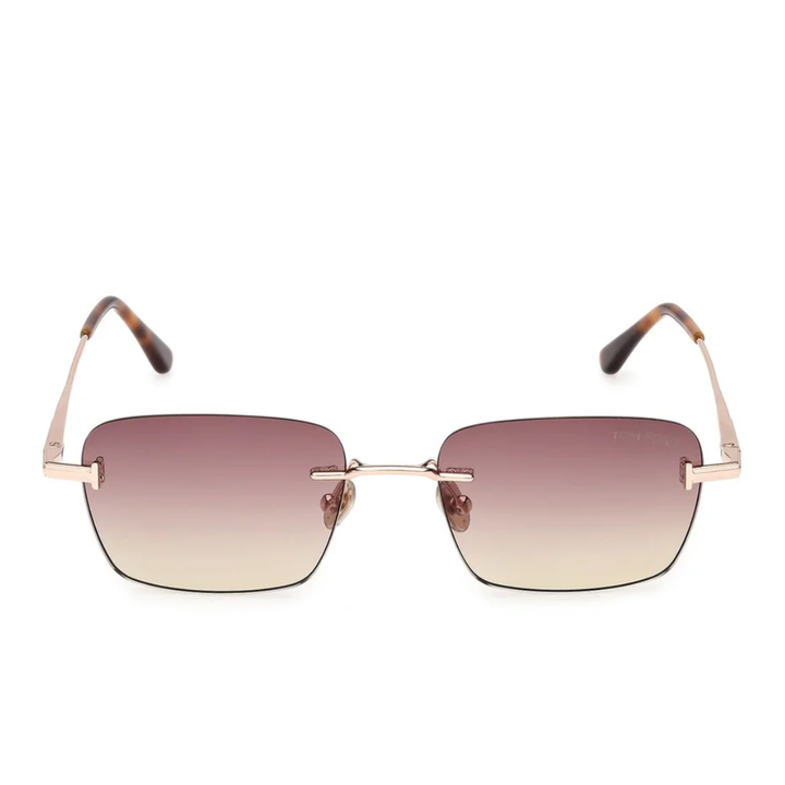 Tom Ford FT1354 28Z JAKE-02 Square Navigator Sunglasses Rose Gold Frame Light Blue Lenses