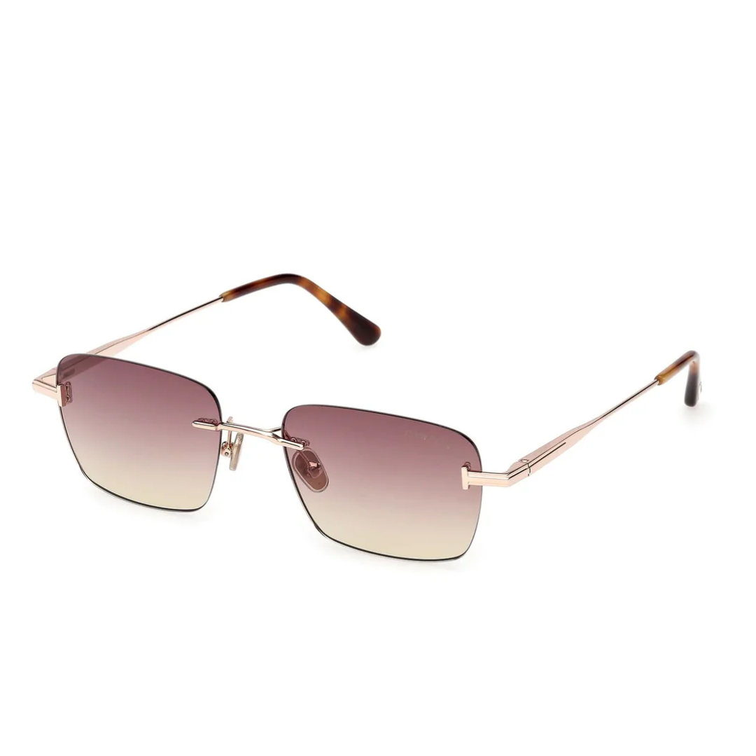 Tom Ford FT1354 28Z JAKE-02 Square Navigator Sunglasses Rose Gold Frame Light Blue Lenses
