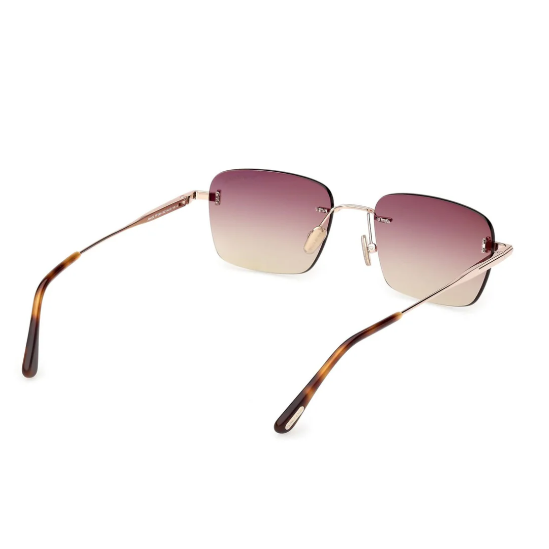 Tom Ford FT1354 28Z JAKE-02 Square Navigator Sunglasses Rose Gold Frame Light Blue Lenses 4
