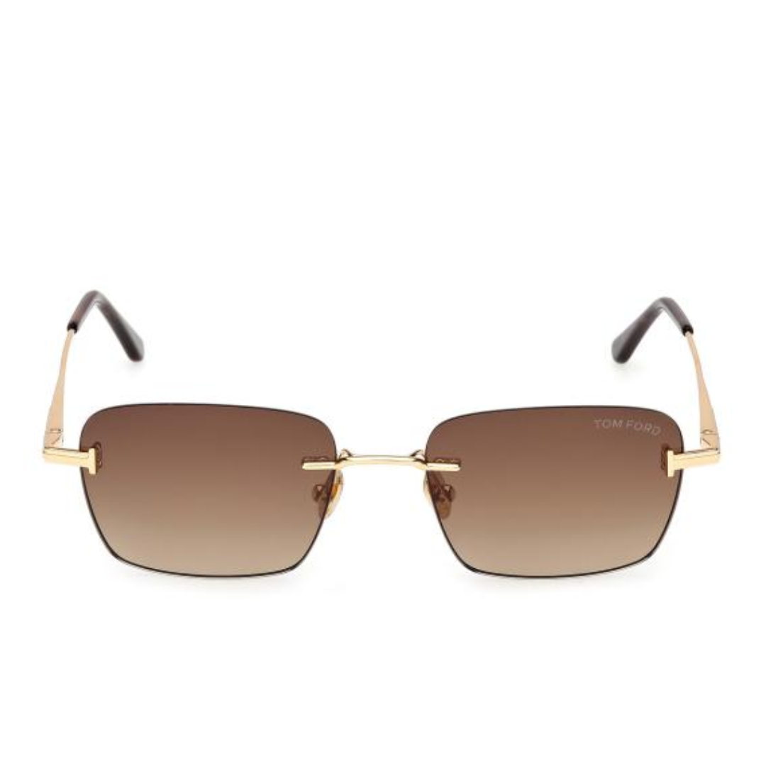 Tom Ford FT1354 30F JAKE-02 Square Navigator Sunglasses Gold Frame Brown Gradient Lenses