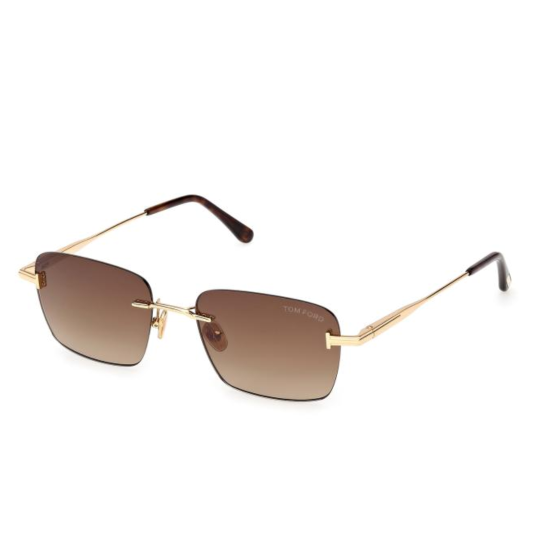 Tom Ford FT1354 30F JAKE-02 Square Navigator Sunglasses Gold Frame Brown Gradient Lenses 2