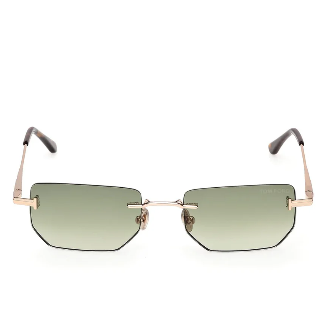 Tom Ford FT1355 28P ETHAN-02 Aviator Sunglasses Rose Gold Frame Blue Lense
