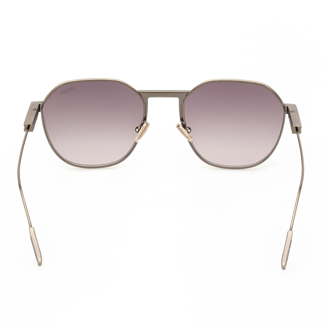Zegna EZ0234 32K Round Sunglasses Shiny Pale Gold Frame Gradient Brown Lenses 3