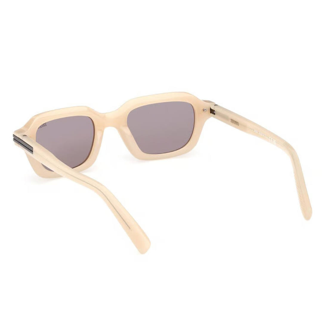 Zegna EZ0239 57A Rectangle Sunglasses Shiny Beige Frame Smoke Grey Lenses 5