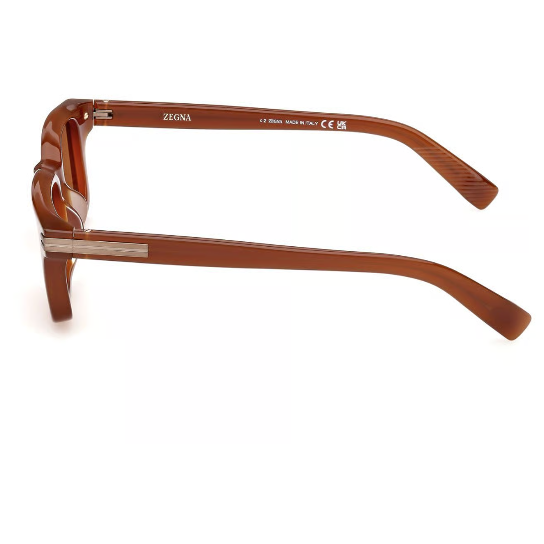 Zegna EZ0280 45E Brown Square Sunglasses Crystal Frame Brown Lenses 3