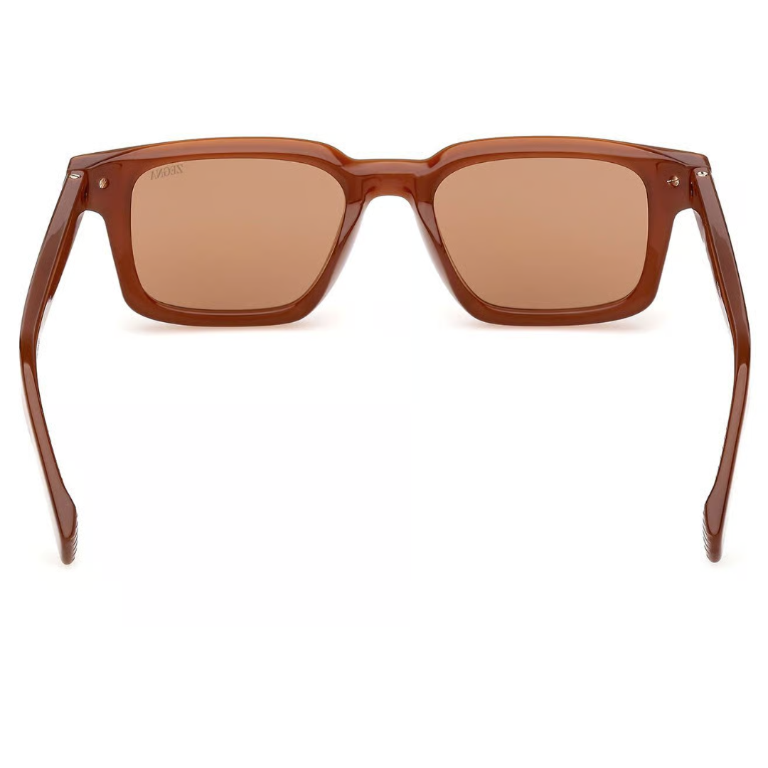 Zegna EZ0280 45E Brown Square Sunglasses Crystal Frame Brown Lenses 4