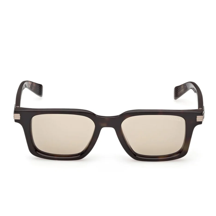 Zegna EZ0280 52E Brown Havana Square Sunglasses Brown Lenses