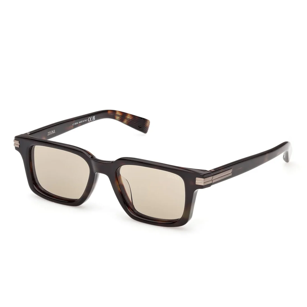 Zegna EZ0280 52E Brown Havana Square Sunglasses Brown Lenses 2