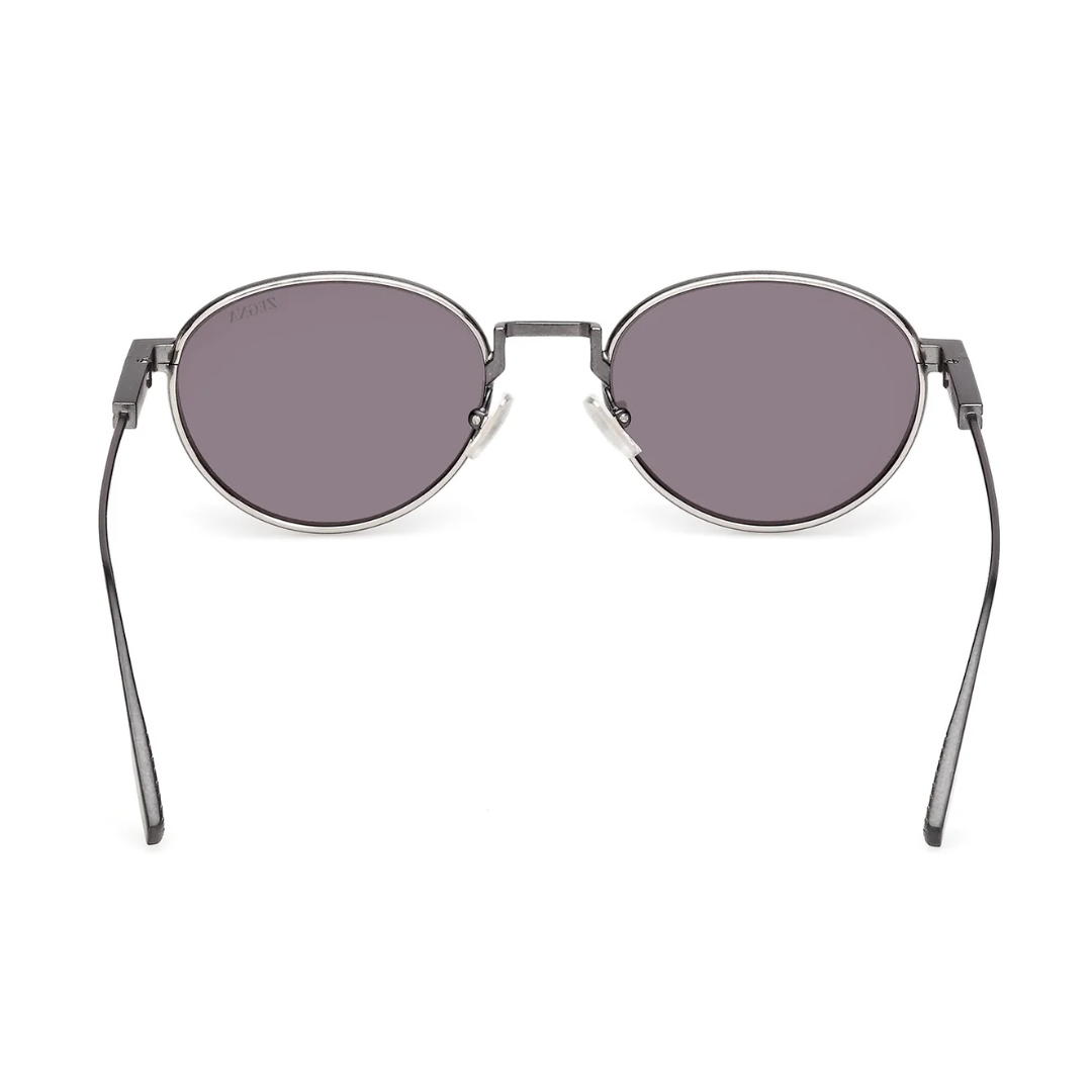 Zegna EZ0287 09A Oval Sunglasses Anthracite Grey Metal Frame Smoke Grey Lenses 2