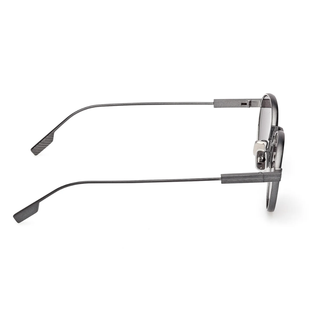 Zegna EZ0287 09A Oval Sunglasses Anthracite Grey Metal Frame Smoke Grey Lenses 3