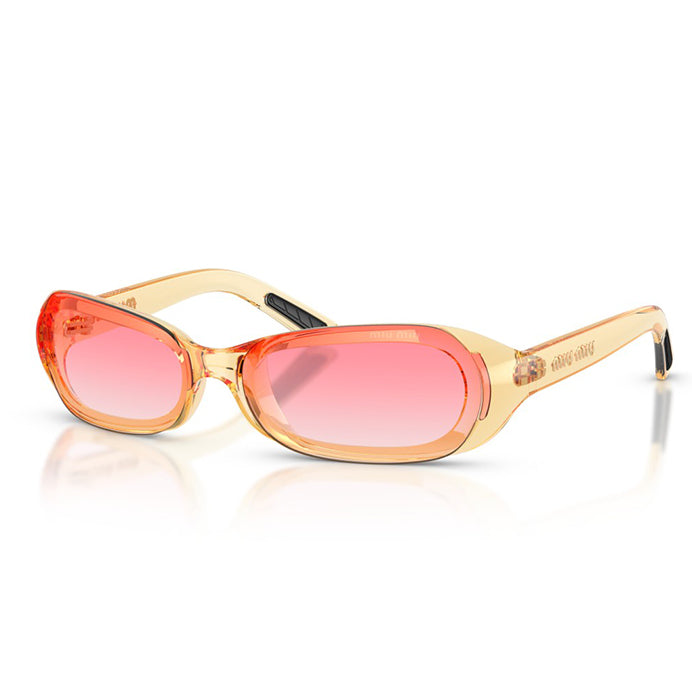 Miu Miu MUC07SU 24S81E transparent yellow rectangle sunglasses with pink gradient lenses – view 2