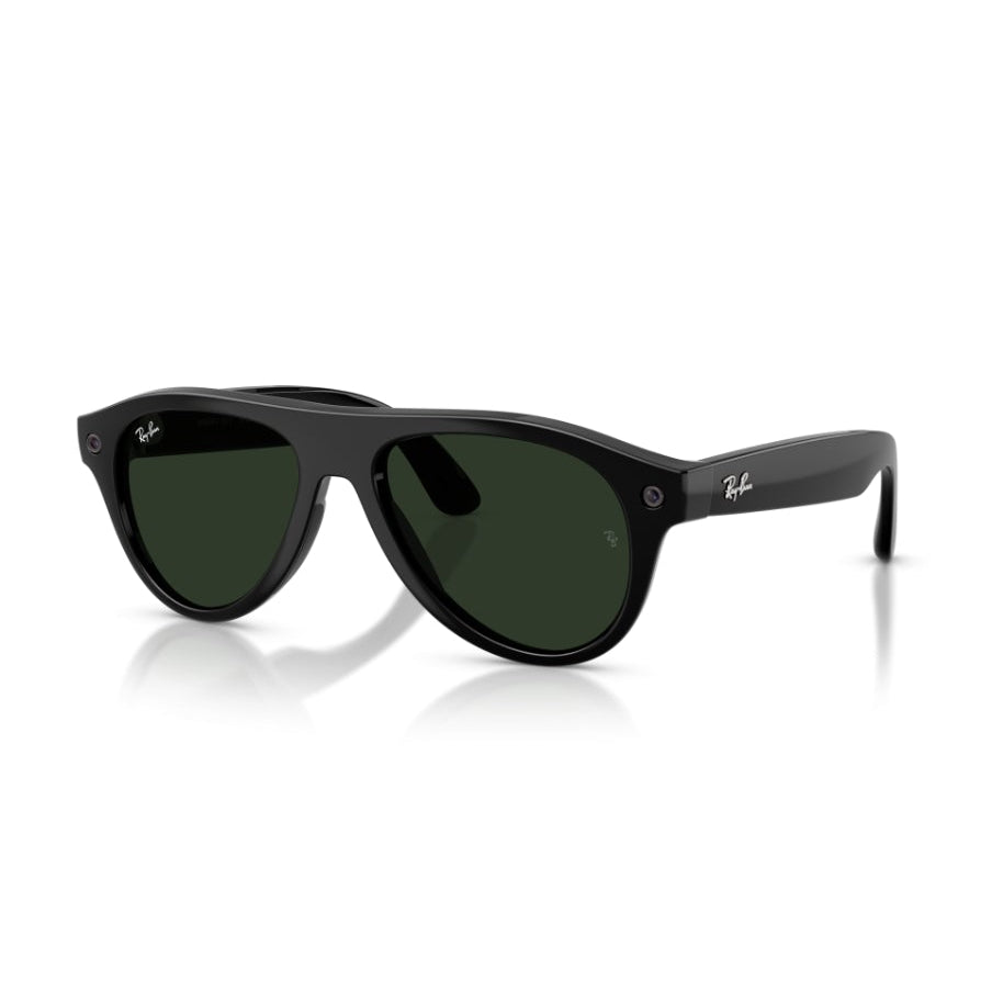Ray-Ban Meta Aviator Gen 3 Shiny Black Transitions Graphite Green – angle view